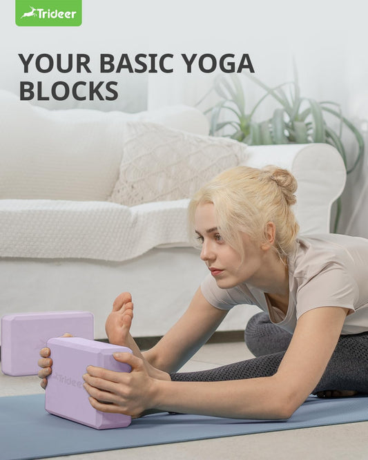 Yoga Blocks 2 Pack, Soft Non-Slip Surface Premium Foam Blocks, Supportive, Lightweight, Odor Resistant, Yoga Accessories for Pilates Meditation General Fitness Stretching Toning