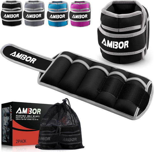 Adjustable Ankle Weights and Wrist Weight Set for Exercise - Unisex, Black